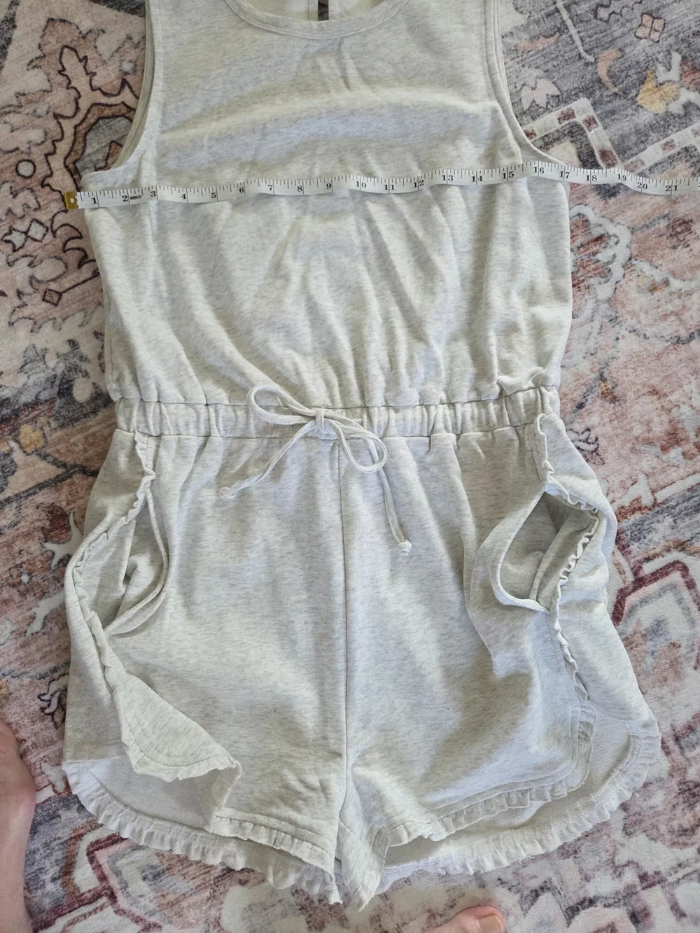 Doe & Rae Light Gray Sleeveless Drawstring Romper